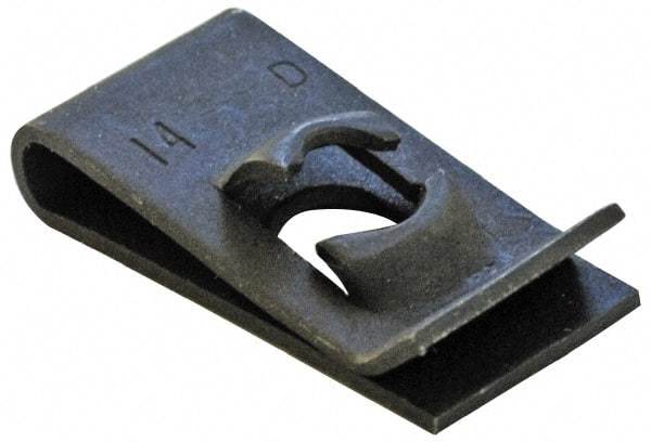 Value Collection - #10 Screw, 0.102 to 1/8" Thick, Spring Steel Standard U Nut - 13/32" Center Edge, Black Phosphate Finish - Industrial Tool & Supply