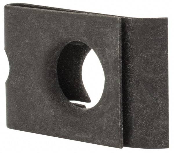 Made in USA - #10-32 Screw, 0.025 to 1/16" Thick, Spring Steel Standard U Nut - 5/16" Center Edge, Black Phosphate Finish - Industrial Tool & Supply