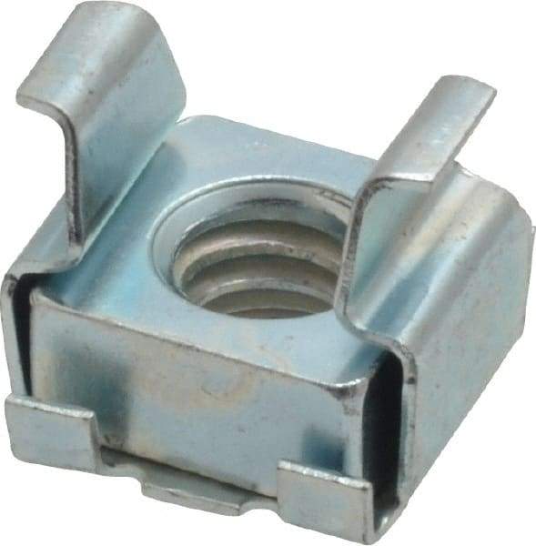 Value Collection - 1/4-20 Screw, 1/8 to 5/32" Thick, Spring Steel Cage Nut - Zinc-Plated Finish - Industrial Tool & Supply