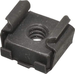 Made in USA - #10-24 Screw, 0.025 to 1/16" Thick, Spring Steel Cage Nut - Black Phosphate Finish - Industrial Tool & Supply