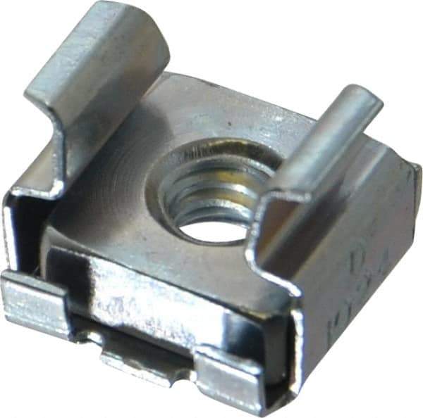 Made in USA - #10-24 Screw, 0.064 to 0.105" Thick, Spring Steel Cage Nut - Zinc-Plated Finish - Industrial Tool & Supply