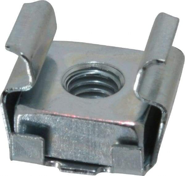 Made in USA - #10-32 Screw, 0.064 to 0.105" Thick, Spring Steel Cage Nut - Zinc-Plated Finish - Industrial Tool & Supply