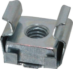 Made in USA - #10-32 Screw, 0.064 to 0.105" Thick, Spring Steel Cage Nut - Zinc-Plated Finish - Industrial Tool & Supply