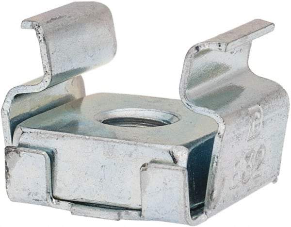 Made in USA - #8-32 Screw, 0.064 to 0.105" Thick, Spring Steel Cage Nut - Zinc-Plated Finish - Industrial Tool & Supply