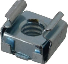 Made in USA - 1/4-20 Screw, 0.025 to 1/16" Thick, Spring Steel Cage Nut - Zinc-Plated Finish - Industrial Tool & Supply
