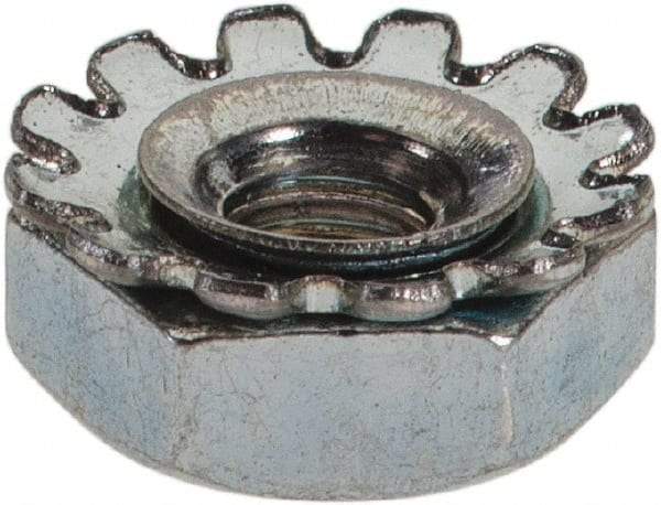 Value Collection - #5-40, Zinc Plated, Steel Hex Nut with External Tooth Washer - 1/4" Washer Diam, 1/4" Width Across Flats - Industrial Tool & Supply