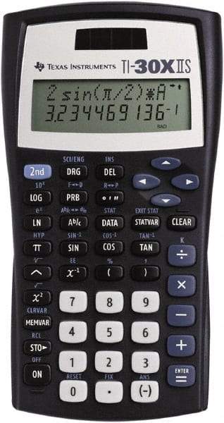 Texas Instruments - LCD Scientific Calculator - 3-3/8 x 6-3/8 Display Size, Black, Battery & Solar Powered, 1.1" Long x 6-1/2" Wide - Industrial Tool & Supply