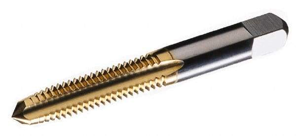 Cleveland - #2-56 UNC 2B 3 Flute TiN Finish High Speed Steel Straight Flute Standard Hand Tap - Plug, Right Hand Thread, 0.44" Thread Length, H2 Limit, Oversize - Exact Industrial Supply