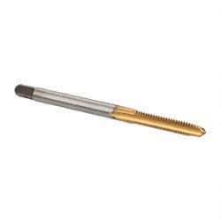Cleveland - #6-32 UNC 2B 3 Flute TiN Finish High Speed Steel Straight Flute Standard Hand Tap - Plug, Right Hand Thread, 2" OAL, 11/16" Thread Length, H3 Limit, Oversize - Exact Industrial Supply