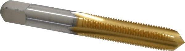 Cleveland - 3/8-24 UNF 3B 4 Flute TiN Finish High Speed Steel Straight Flute Standard Hand Tap - Plug, Right Hand Thread, 2-15/16" OAL, 1-1/4" Thread Length, H3 Limit, Oversize - Exact Industrial Supply