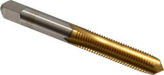 Cleveland - 5/16-24 UNF 3B 4 Flute TiN Finish High Speed Steel Straight Flute Standard Hand Tap - Plug, Right Hand Thread, 2-23/32" OAL, 1-1/8" Thread Length, H3 Limit, Oversize - Exact Industrial Supply