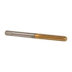 Cleveland - #8-32 UNC 2B 4 Flute TiN Finish High Speed Steel Straight Flute Standard Hand Tap - Bottoming, Right Hand Thread, 2-1/8" OAL, 3/4" Thread Length, H3 Limit, Oversize - Exact Industrial Supply