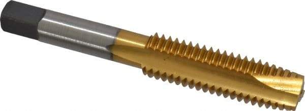 Cleveland - 1/2-13 UNC, 3 Flute, TiN Finish, High Speed Steel Spiral Point Tap - Plug Chamfer, Right Hand Thread, 3-3/8" OAL, 0.94" Thread Length, 3B Class of Fit, Series 1011TN - Exact Industrial Supply