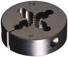 Cle-Line - 7/16-20 UNF Thread, 2" Outside Diam Carbon Steel Round Die - 5/8" Thick, Right Hand Thread, Adjustable - Exact Industrial Supply