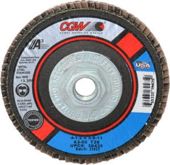 Camel Grinding Wheels - 80 Grit, 4-1/2" Disc Diam, 5/8-11 Center Hole, Type 29 Aluminum Oxide Flap Disc - 13,300 Max RPM, Polyester Backing, Arbor Attaching System, Coated - Industrial Tool & Supply