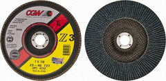 Camel Grinding Wheels - 40 Grit, 7" Disc Diam, 7/8" Center Hole, Type 27 Zirconia Alumina Flap Disc - 8,600 Max RPM, Poly Cotton Backing, Arbor Attaching System, Coated - Industrial Tool & Supply