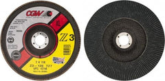 Camel Grinding Wheels - 120 Grit, 7" Disc Diam, 7/8" Center Hole, Type 27 Zirconia Alumina Flap Disc - 8,600 Max RPM, Poly Cotton Backing, Arbor Attaching System, Coated - Industrial Tool & Supply
