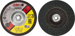 Camel Grinding Wheels - 60 Grit, 7" Disc Diam, 5/8-11 Center Hole, Type 27 Zirconia Alumina Flap Disc - 8,600 Max RPM, Poly Cotton Backing, Arbor Attaching System, Coated - Industrial Tool & Supply