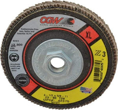 Camel Grinding Wheels - 80 Grit, 4-1/2" Disc Diam, 5/8-11 Center Hole, Type 29 Zirconia Alumina Flap Disc - 13,300 Max RPM, Poly Cotton Backing, Arbor Attaching System, Coated - Industrial Tool & Supply