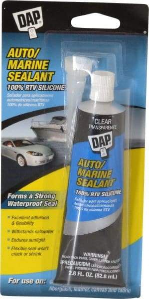 DAP - 2.8 oz Tube Clear RTV Silicone Joint Sealant - -40 to 400°F Operating Temp, 10 to 20 min Tack Free Dry Time, 24 hr Full Cure Time - Industrial Tool & Supply