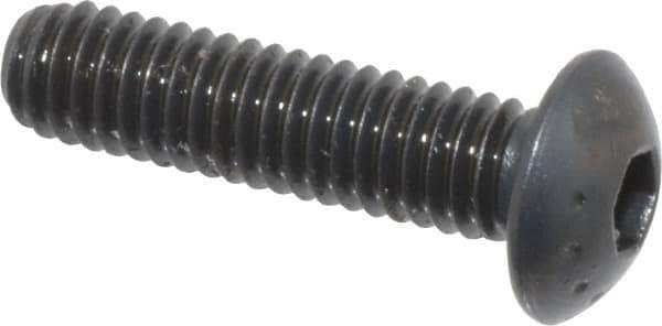 Made in USA - M4x0.70 Metric Coarse Hex Socket Drive, Button Screw - Alloy Steel, Black Oxide Finish, Fully Threaded, 16mm Length Under Head - Industrial Tool & Supply