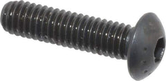 Made in USA - M4x0.70 Metric Coarse Hex Socket Drive, Button Screw - Alloy Steel, Black Oxide Finish, Fully Threaded, 16mm Length Under Head - Industrial Tool & Supply