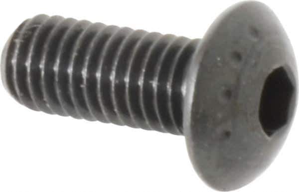 Made in USA - M5x0.80 Metric Coarse Hex Socket Drive, Button Screw - Alloy Steel, Black Oxide Finish, Fully Threaded, 12mm Length Under Head - Industrial Tool & Supply