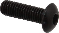 Made in USA - M5x0.80 Metric Coarse Hex Socket Drive, Button Screw - Alloy Steel, Black Oxide Finish, Fully Threaded, 16mm Length Under Head - Industrial Tool & Supply
