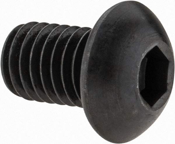 Made in USA - M8x1.25 Metric Coarse Hex Socket Drive, Button Screw - Alloy Steel, Black Oxide Finish, Fully Threaded, 12mm Length Under Head - Industrial Tool & Supply