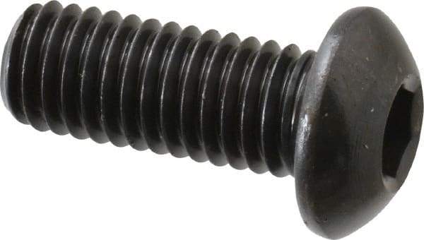 Made in USA - M8x1.25 Metric Coarse Hex Socket Drive, Button Screw - Alloy Steel, Black Oxide Finish, Fully Threaded, 20mm Length Under Head - Industrial Tool & Supply