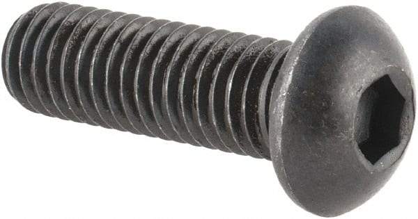 Made in USA - M8x1.25 Metric Coarse Hex Socket Drive, Button Screw - Alloy Steel, Black Oxide Finish, Fully Threaded, 25mm Length Under Head - Industrial Tool & Supply