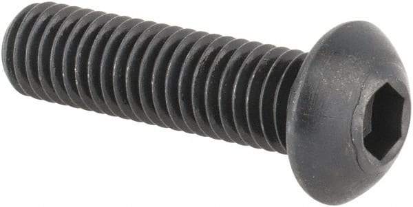 Made in USA - M8x1.25 Metric Coarse Hex Socket Drive, Button Screw - Alloy Steel, Black Oxide Finish, Fully Threaded, 30mm Length Under Head - Industrial Tool & Supply