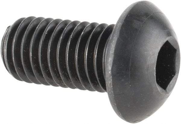 Made in USA - M10x1.50 Metric Coarse Hex Socket Drive, Button Screw - Alloy Steel, Black Oxide Finish, Fully Threaded, 20mm Length Under Head - Industrial Tool & Supply