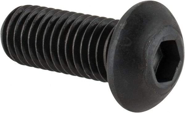 Made in USA - M10x1.50 Metric Coarse Hex Socket Drive, Button Screw - Alloy Steel, Black Oxide Finish, Fully Threaded, 25mm Length Under Head - Industrial Tool & Supply