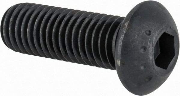 Made in USA - M10x1.50 Metric Coarse Hex Socket Drive, Button Screw - Alloy Steel, Black Oxide Finish, Fully Threaded, 30mm Length Under Head - Industrial Tool & Supply