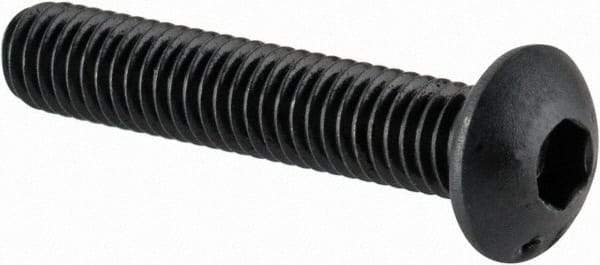 Made in USA - M3x0.50 Metric Coarse Hex Socket Drive, Button Screw - Alloy Steel, Black Oxide Finish, Fully Threaded, 16mm Length Under Head - Industrial Tool & Supply
