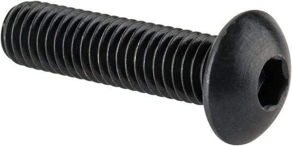 Made in USA - M5x0.80 Metric Coarse Hex Socket Drive, Button Screw - Alloy Steel, Black Oxide Finish, Fully Threaded, 20mm Length Under Head - Industrial Tool & Supply