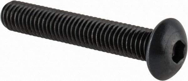 Made in USA - M5x0.80 Metric Coarse Hex Socket Drive, Button Screw - Alloy Steel, Black Oxide Finish, Fully Threaded, 30mm Length Under Head - Industrial Tool & Supply
