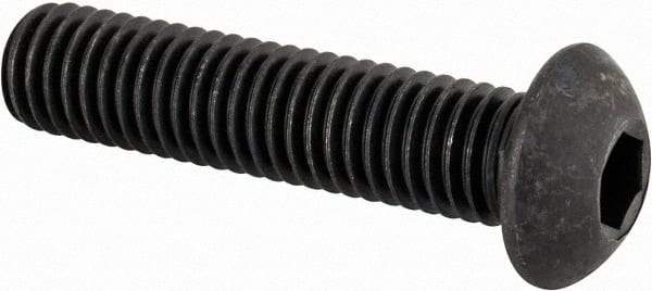 Made in USA - M8x1.25 Metric Coarse Hex Socket Drive, Button Screw - Alloy Steel, Black Oxide Finish, Fully Threaded, 35mm Length Under Head - Industrial Tool & Supply