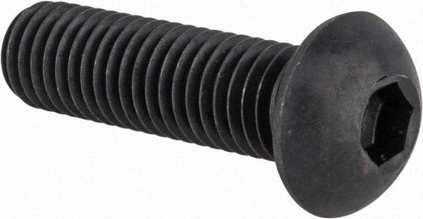 Made in USA - M10x1.50 Metric Coarse Hex Socket Drive, Button Screw - Alloy Steel, Black Oxide Finish, Fully Threaded, 35mm Length Under Head - Industrial Tool & Supply