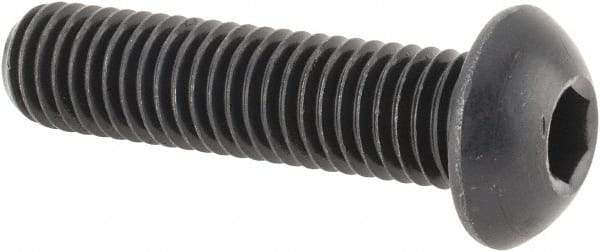 Made in USA - M10x1.50 Metric Coarse Hex Socket Drive, Button Screw - Alloy Steel, Black Oxide Finish, Fully Threaded, 40mm Length Under Head - Industrial Tool & Supply