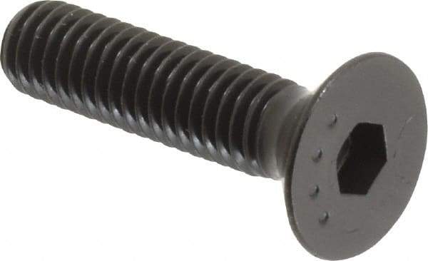 Made in USA - M6x1.00 Metric Coarse Hex Socket Drive, 90° Flat Head Socket Cap Screw - Grade 10.9 Alloy Steel, Black Oxide Finish, Fully Threaded, 25mm Length Under Head - Industrial Tool & Supply