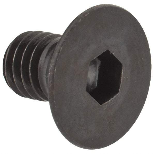 Made in USA - M6x1.00 Metric Coarse Hex Socket Drive, 90° Flat Head Socket Cap Screw - Grade 10.9 Alloy Steel, Black Oxide Finish, Fully Threaded, 10mm Length Under Head - Industrial Tool & Supply
