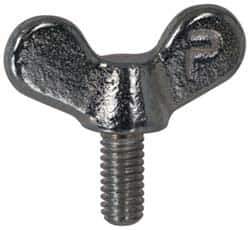 Made in USA - 5/16-18 Winged Shoulder Grade 32510 Iron Thumb Screw - 1-3/4" OAL, 1-3/4" Head Diam x 3/4" Head Height, Uncoated - Industrial Tool & Supply