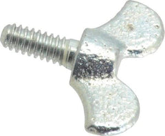 Value Collection - #10-24 Winged Shoulder Grade 32510 Iron Thumb Screw - 1" OAL, 1-1/16" Head Diam x 1/2" Head Height, Zinc-Plated Finish - Industrial Tool & Supply