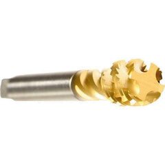 Emuge - 1-1/4 - 12 UNF 6 Flute 2B Modified Bottoming Spiral Flute Tap - Cobalt, TiN Finish, 5.906" OAL, Right Hand Flute, Right Hand Thread, Series Enorm - Industrial Tool & Supply