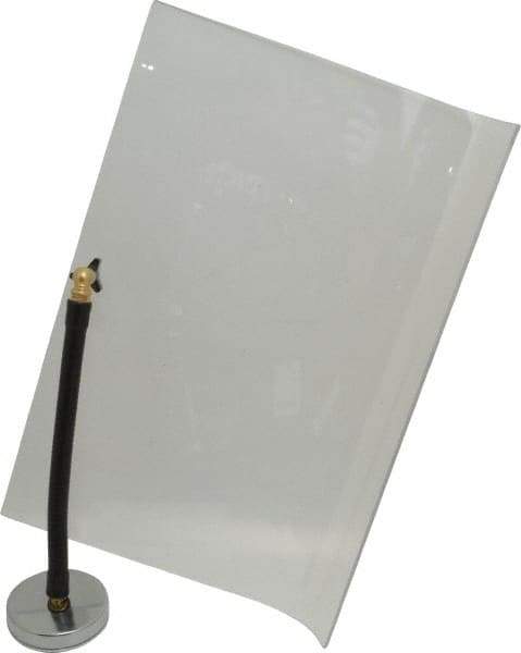 Flexbar - Plastic Flat with Curved Edge Base & Shield - 12" Wide x 16" Long x 1/8" Thick, 10" Arm Reach, Magnetic Base, For General Purpose Use - Industrial Tool & Supply