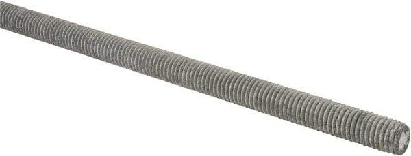 Made in USA - 1/2-13 UNC (Coarse), 2' Long, Low Carbon Steel Threaded Rod - Hot-Dipped Galvanized Finish, Right Hand Thread - Industrial Tool & Supply