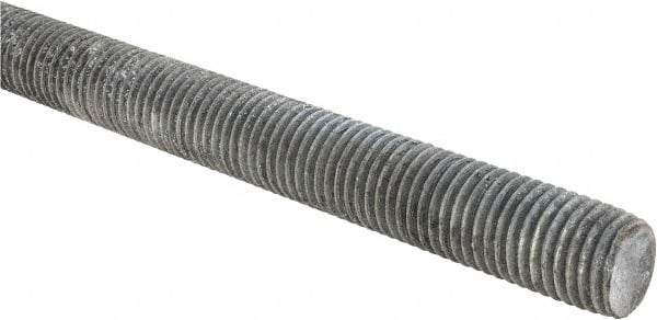 Made in USA - 7/8-9 UNC (Coarse), 2' Long, Low Carbon Steel Threaded Rod - Hot-Dipped Galvanized Finish, Right Hand Thread - Industrial Tool & Supply