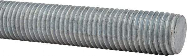 Made in USA - 1-8 UNC (Coarse), 6' Long, Low Carbon Steel Threaded Rod - Hot-Dipped Galvanized Finish, Right Hand Thread - Industrial Tool & Supply